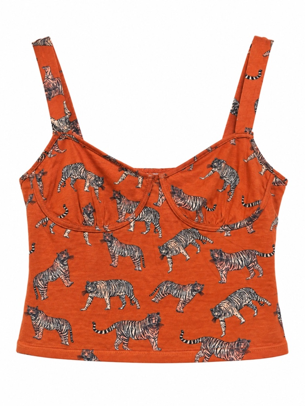 SHEIN Rust Tiger-Print Cropped Tank | Size Large